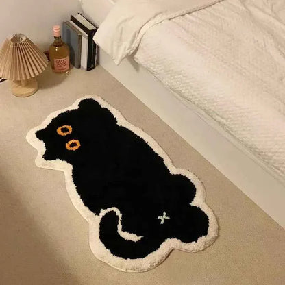 Black Cat Rug Cute Imitation Cashmere Family Bedroom Bed