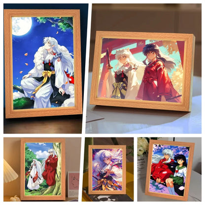 Anime Character Light Picture Frame, Inuyasha Character LED Light, Wall Decoration, Room Night Light, Gift, Moonlight Light
