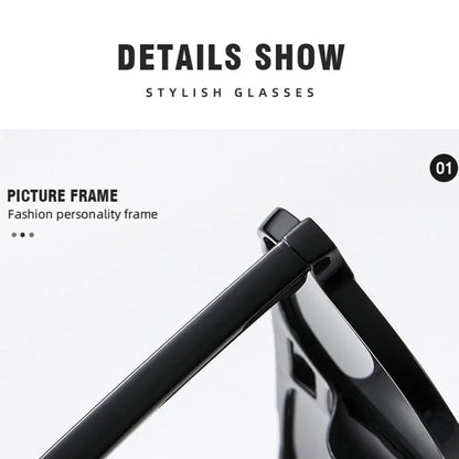 Fashionable Large Frame Retro Sunglasses, New Ocean Film Double Bridge Rice Nail Design, Anti-UV Sun Protection Eyewear