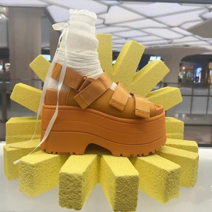11CM High Platform Sandals Women Summer Hidden Heel Casual Mules Shoes Female Outside Beach Slipper Breathable Chunky Sneakers