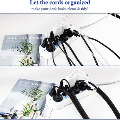 1M 3M 5M Braided Cable Sleeve PET Nylon Wrapping Cable Casing Cable Sleeves Wire for Desk PC TV Wire Protector Cable Wrap Cover