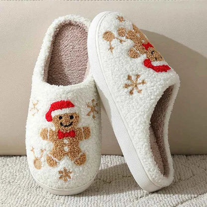 Lovely Winter Christmas Plush Slides - Unisex Non-slip Warm Flat Indoor Shoes