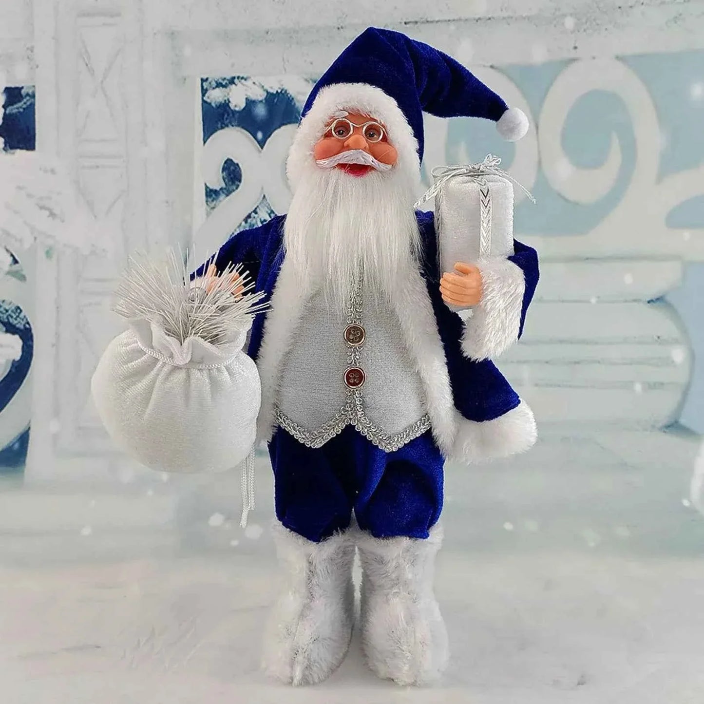 Cute 12 inch Sitting/Standing Santa Claus Figurine - Xmas Tree & Fireplace Decor