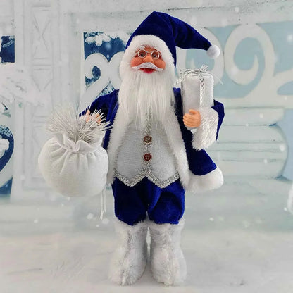 Cute 12 inch Sitting/Standing Santa Claus Figurine - Xmas Tree & Fireplace Decor