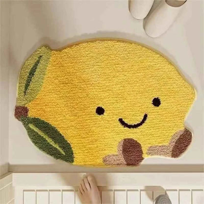 Cartoon Lemon Smiling Plush Carpet Bathroom Water-Absorbing
