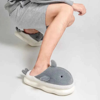 Fashion Fluffy Home Slippers - Women's/Couple Winter Platform Slides (Heel 1.4 in)