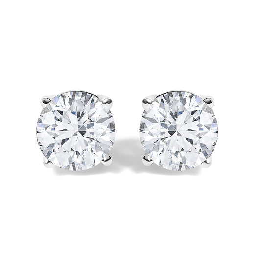 Boucles d'oreilles clous solitaires en or blanc 14 carats, diamants ronds 1,10 carats