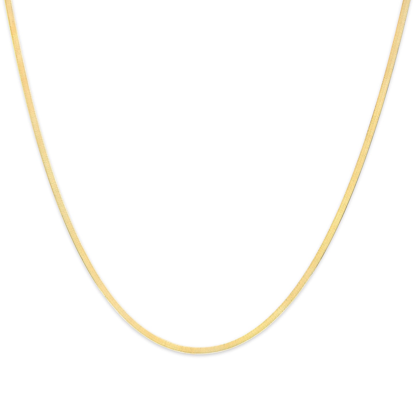 Unisex Solid 14K Yellow Gold 2.8mm Imperial Herringbone Chain Necklace - 18" Inches