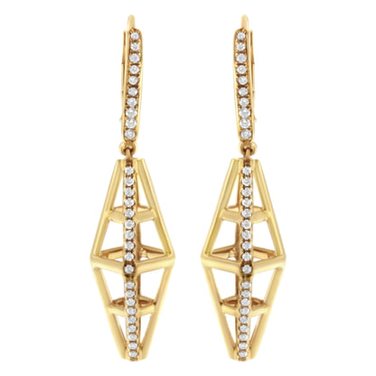 14K Yellow Gold 5/8 Cttw Diamond Geometrical Pillar Drop and Dangle Earrings (G-H Color, SI1-SI2 Clarity)