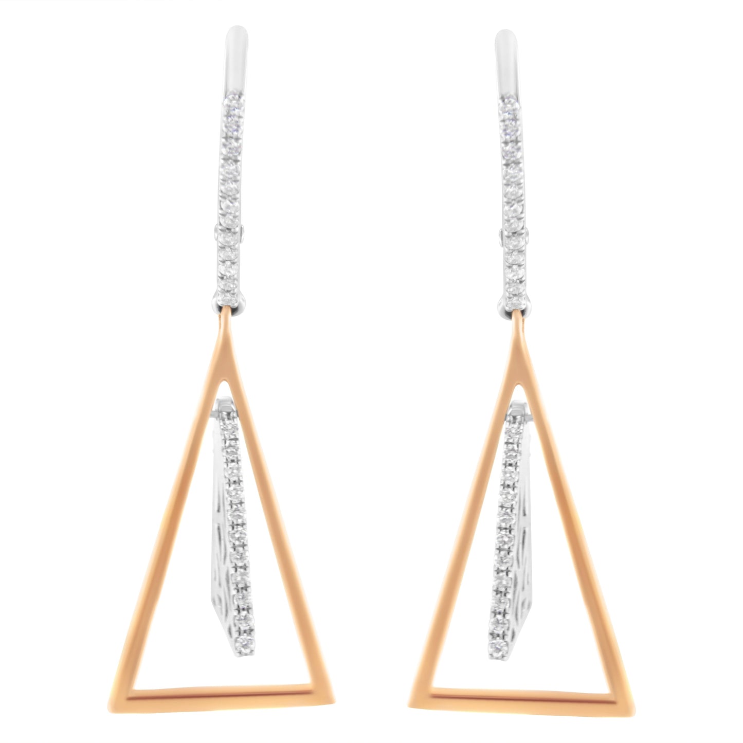 14K Rose and White Gold 3/8 Cttw Diamond Windchime Drop and Dangle Earring (G-H Color, SI1-SI2 Clarity)