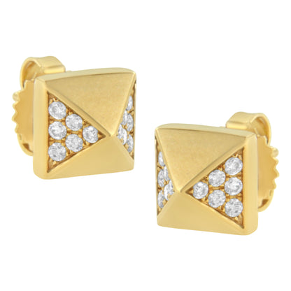 14K Yellow Gold 1/4 Cttw Diamond Pyramid Stud Earring (G-H Color, SI1-SI2 Clarity)