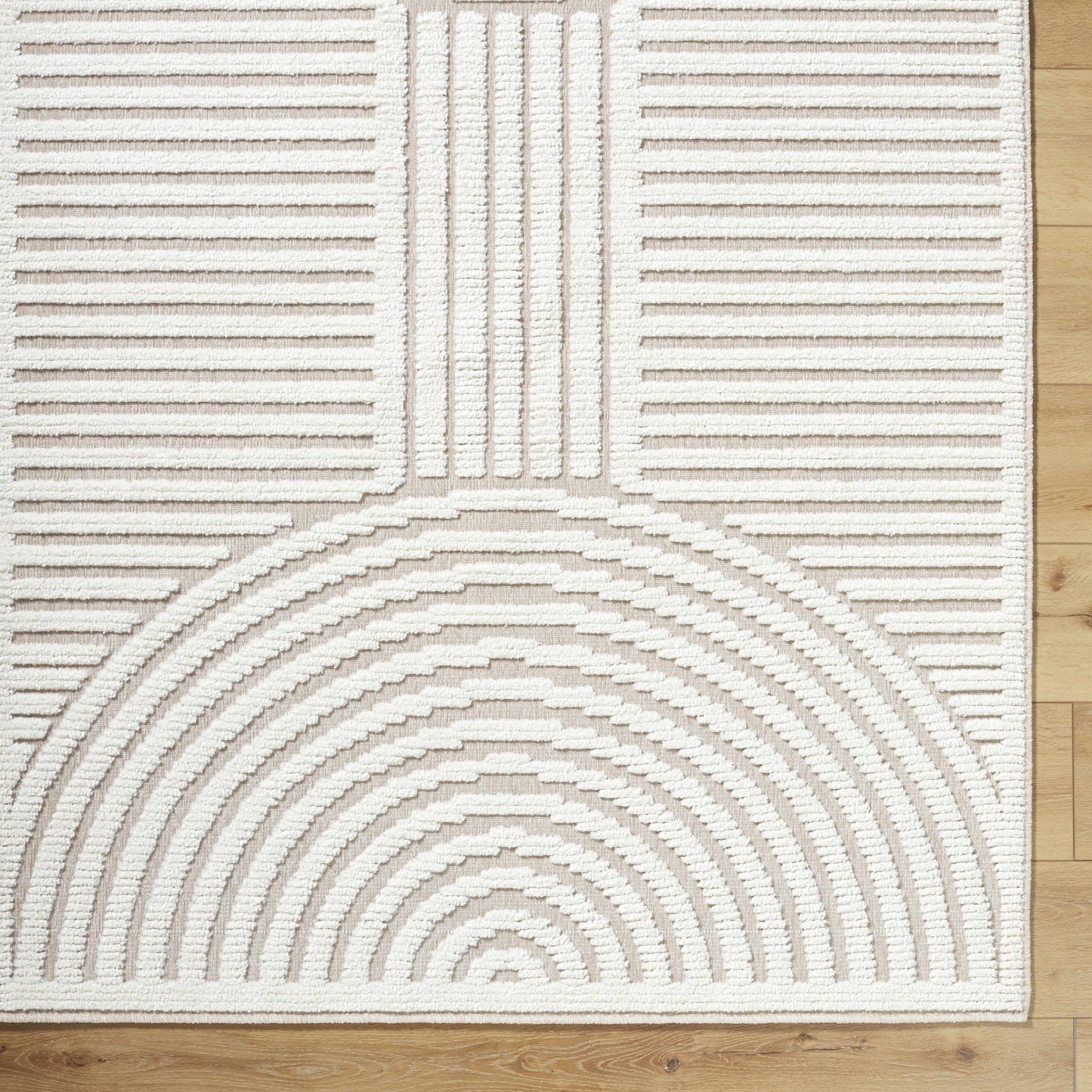 Deron Ivory 3D Rainbow Washable Rug