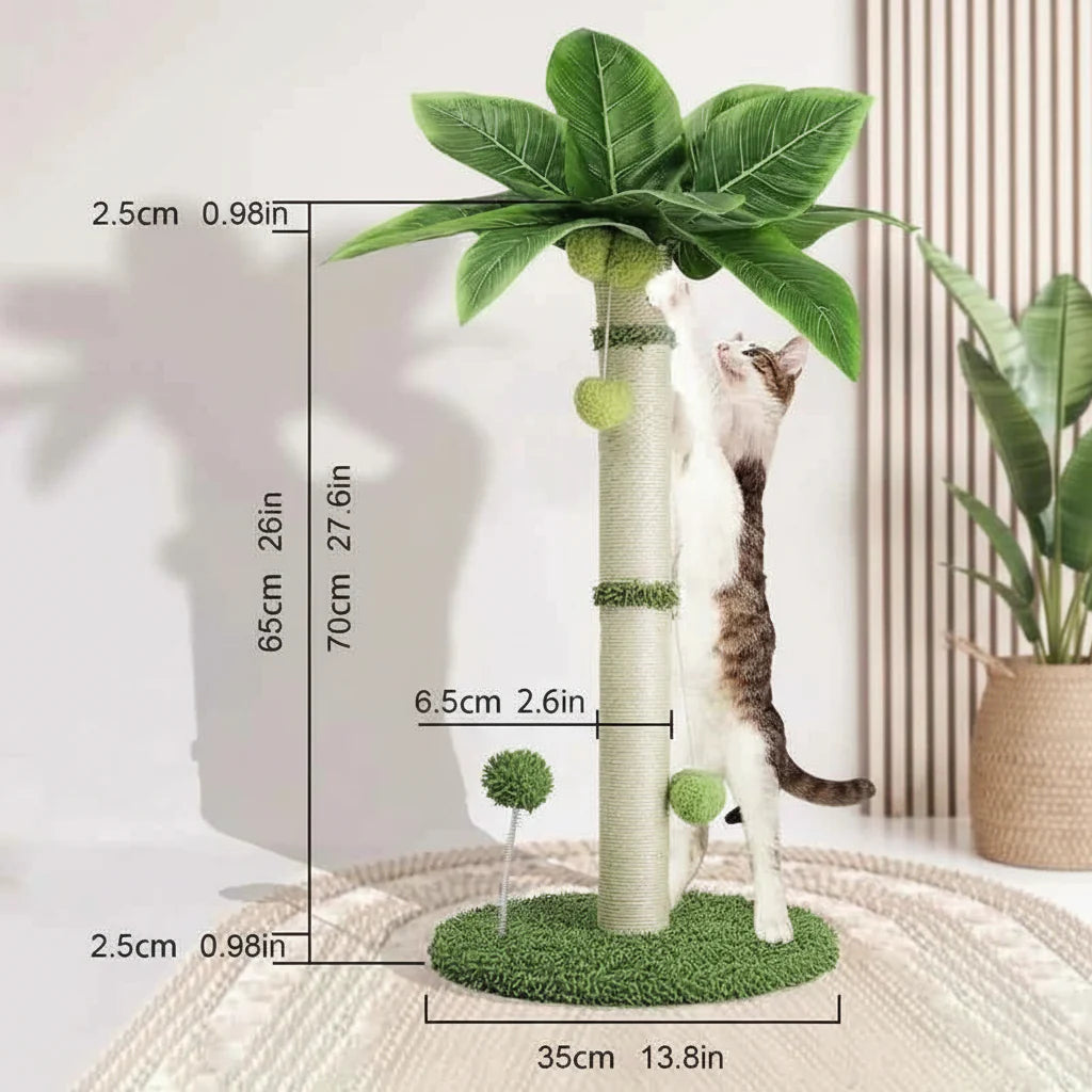 Cat Scratching Post Tree 65cm – Sisal Rope Scratch Tower with Hanging Toys