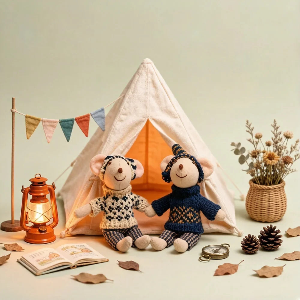 1PCS Plush Mouse Doll Toy Soft Stuffed Animal Friend for Kids Holiday Birthday Gift Room Decor Pretend Play