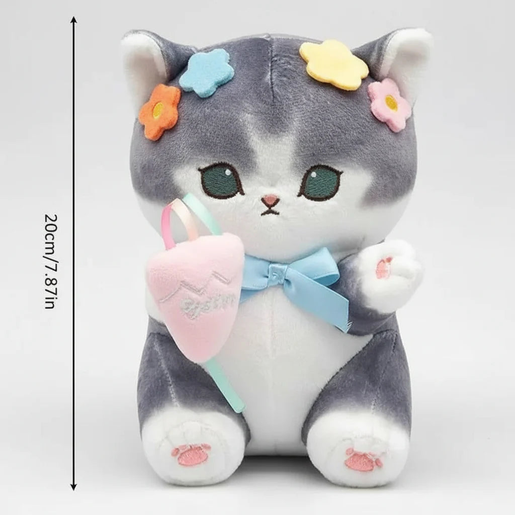 Kawaii Cat Plush Doll in Animal Costume – 8 Inch Soft Stuffed Toy