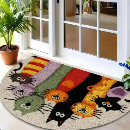 Cartoon Kitten Family Carpet Colorful Welcome Mat Doormat