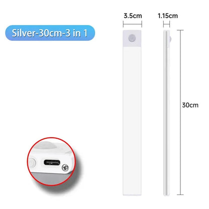 10-60cm Led Night Light Motion Sensor Under Cabinet Lights Thin Rechargeable Wireless Lamp for Kitchen Cabinet Bedroom Lighting