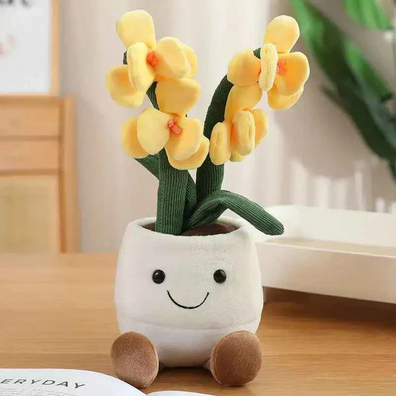 Cute Flowerpot Figurine Plush Pillow (13.8 in) - Simulation Cartoon Anime Stuffed Home Decor