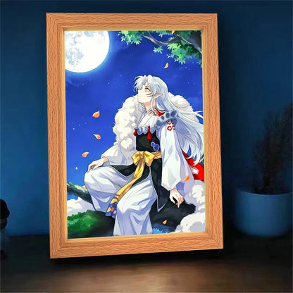 Anime Character Light Picture Frame, Inuyasha Character LED Light, Wall Decoration, Room Night Light, Gift, Moonlight Light