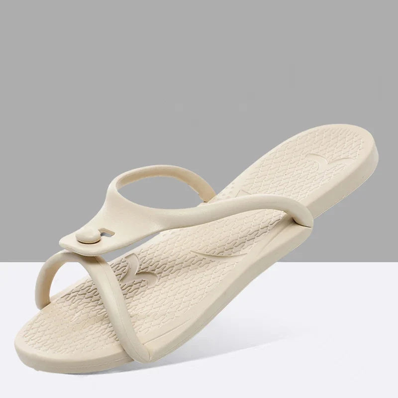 2024 Summer Women Folding Slippers Adults Portable Trip Travel Sandals Couples Indoor Soft Slides Men Beach Non-slip EVA Shoes