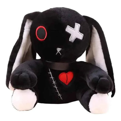 Spooky Gothic Bunny Plush Toy (9.1 in) - Creepy Rabbit Stuffed Animal Halloween Decor