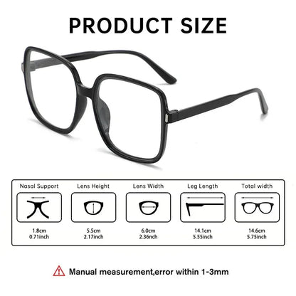 Square Oversized Transparent Eyeglasses Women Anti Blue Blocking Computer Eyeglass Black Unisex Optical Glasses