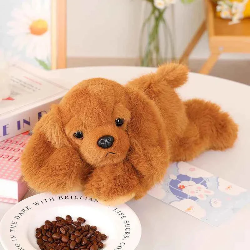 Kawaii Black Puppy Plush Toy (11.8 in) - Cute Lying Dog Soft Stuffed Pillow Gift
