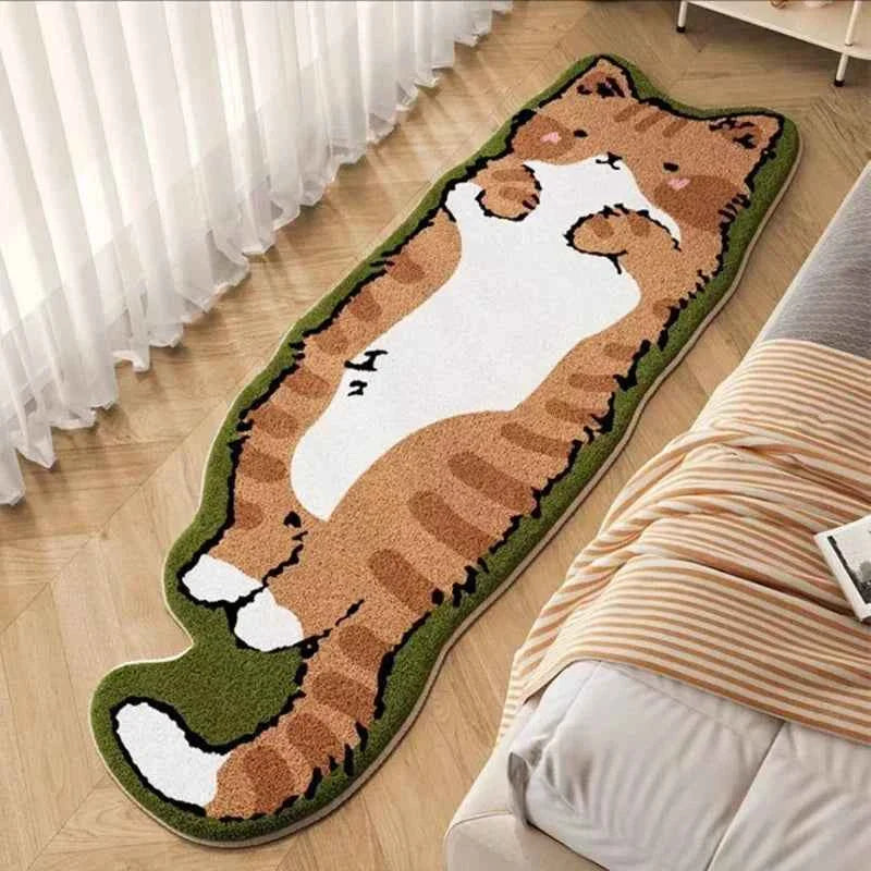 Cartoon Cat Rug - Warm Fuzzy Floor Mat Living Room Bedroom