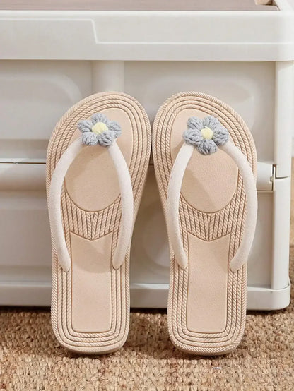 Women Flat Sandals Thong Flip Flops Cute Pink Open Toe Beach Shoes, Simple Style For Holiday & Beach