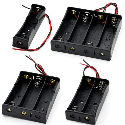 Black Plastic Battery Storage Case DIY Holder 1X 2X 3X 4X 18650 Battery Box with Wire Lead Pin for Electronics 18650 Battery Con