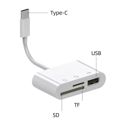 USB C SD Card Reader, USB C to Micro SD TF Memory Card Reader, 3-in-1 USB Camera Card Reader Adapter
