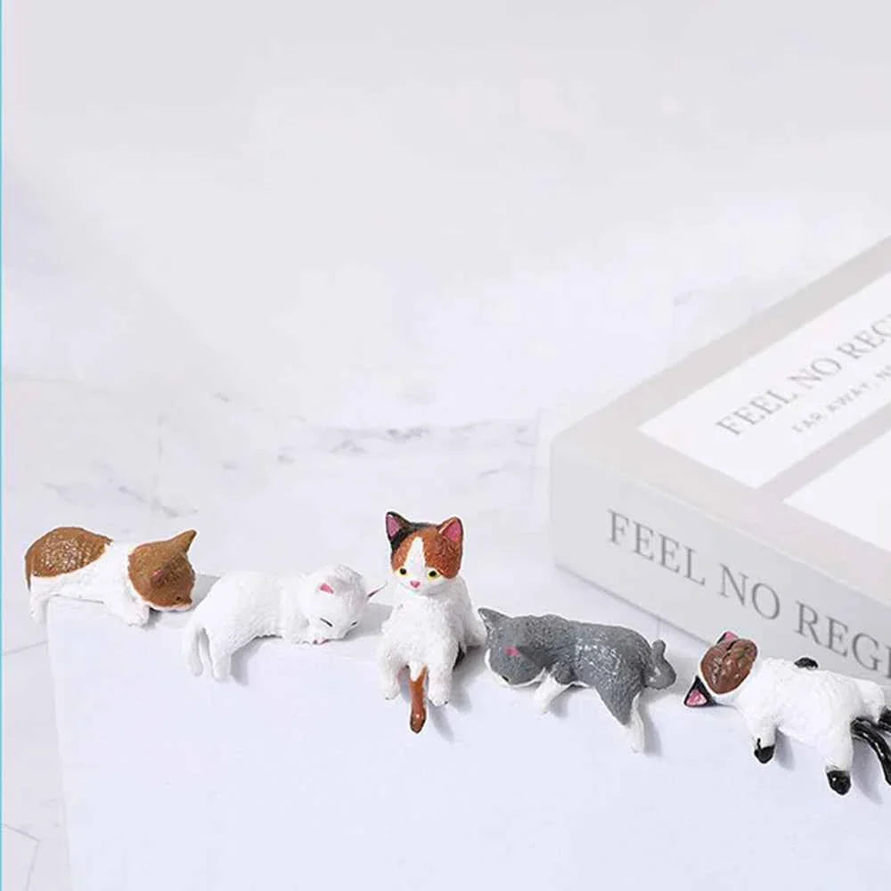 5-Pack Cute Healing Cat Monitor Decoration - Kawaii Screen