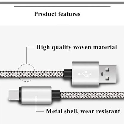 USB A to iPhone 15 Nylon Braided Cable Fast Charger Cord for Huawei Samsung Galaxy S22 Android Phone  Charger Cable Accessories