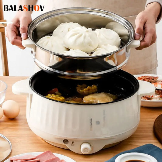 Ollas eléctricas multicocción de 220 V, doble/sencilla capa, para 1-2 personas, antiadherentes, olla caliente, arrocera, electrodomésticos de cocina