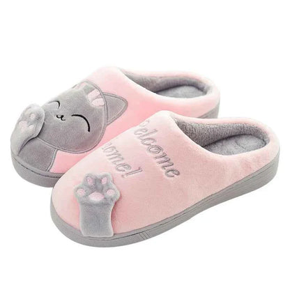 Women's Kawaii Cat Decor Slippers Comfortable Plush Lined