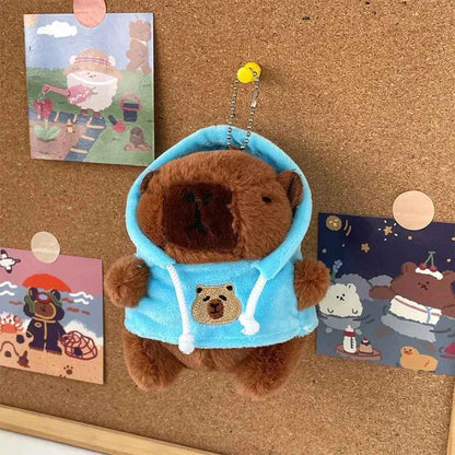 Cute 12cm Capybara Plush Toy: Hoodie, Wings & Keychain/Pendant Gift