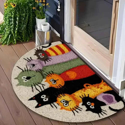 Cartoon Kitten Family Carpet Colorful Welcome Mat Doormat