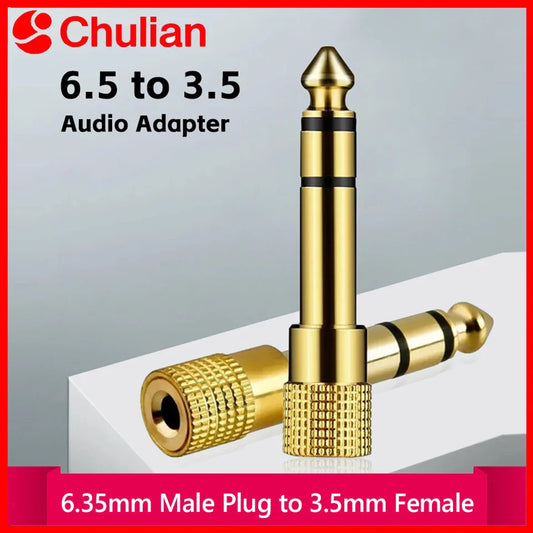 Jack 6.5 6.35mm Macho a Conector Hembra 3.5mm Enchapado en Oro para Auriculares Micrófono Enchufe de Audio AUX