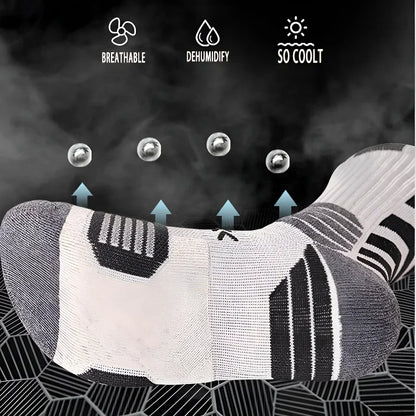 3Pairs Athletic Sport Running Socks Breathable Mesh Thick Compression Sweat Absorb Professional Basketball & Cycling Socks