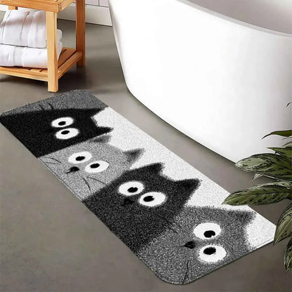 Cartoon Kitten Bath Mat Soft Cosy Noise-Reducing Bathroom