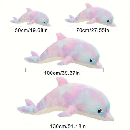 Cute Colorful Dolphin Plush Toy (19.7 in) - Soft Cartoon Throw Pillow Home Decor Gift