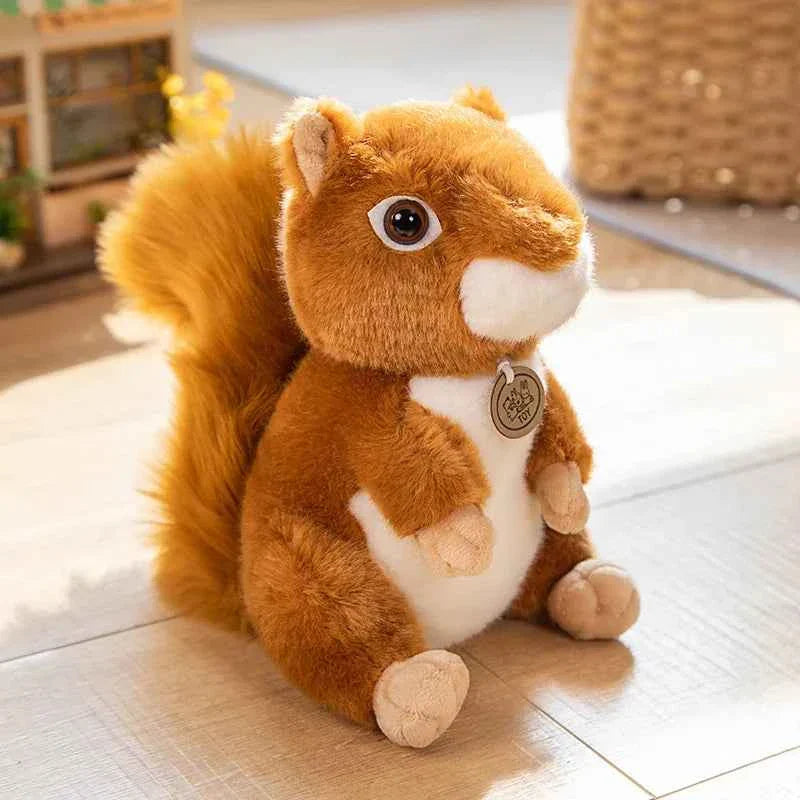 Adorable Realistic Squirrel Plush Toy - Furry Big Tail Stuffed Animal Doll Pillow Gift