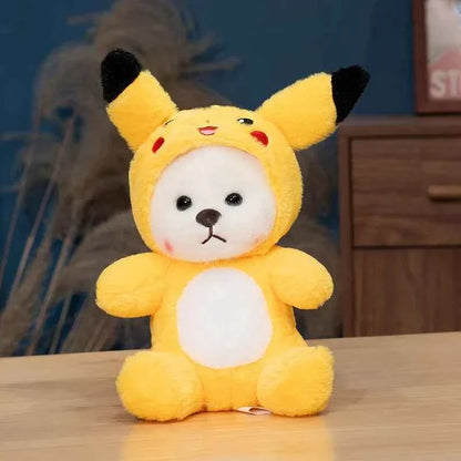 Kawaii White Bear Plush Toy (9.8 in) - Transforms into Pikachu/Stitch Soft Doll Gift
