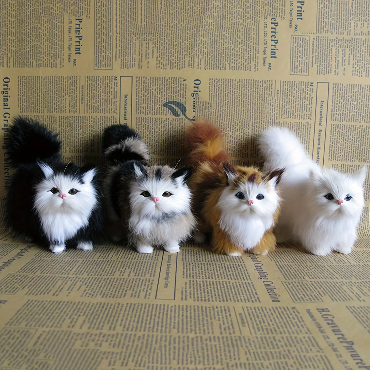 Soft Simulation Cat Plush Toys Stuffed Kitten Model Fake Cats Realist Animals for Birthday Valentine's Day Gift