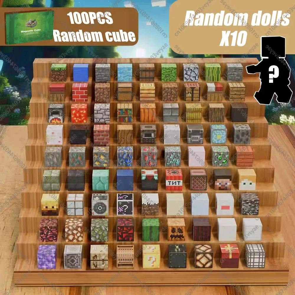 Magnetic Building Blocks Mine World Magnet Cube Set for Boy Girl Kid Age 3+ DIY Model Children Stem STEM Sensory Toy Gift