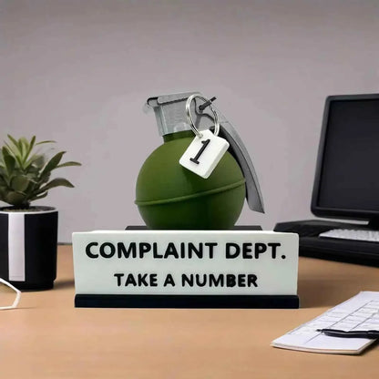 Complaint Department Desk Sign 3D Printed Prank
