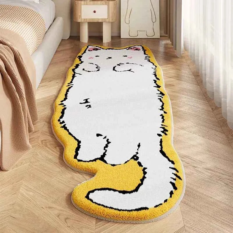 Cartoon Cat Rug - Warm Fuzzy Floor Mat Living Room Bedroom