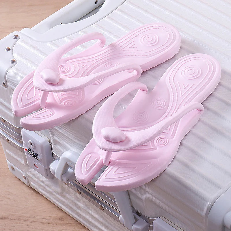 Folding Slippers Trip Travel Portable Slides Women Men Light Home Hotel Salon Homestay Guest Use Sandals Bathing Beach Shoes