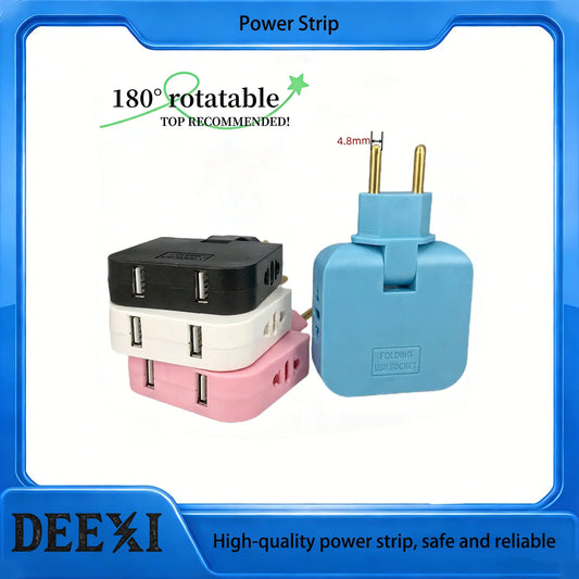 2 prises de courant USB 3 en 1, adaptateur secteur UE pliable, adaptateurs de voyage des États-Unis vers l'UE, convertisseur de puissance, prise électrique KR, prise secteur
