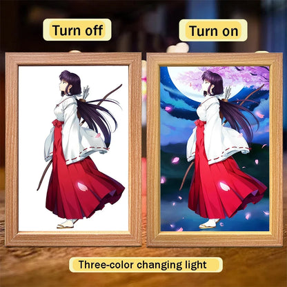 Anime Character Light Picture Frame, Inuyasha Character LED Light, Wall Decoration, Room Night Light, Gift, Moonlight Light